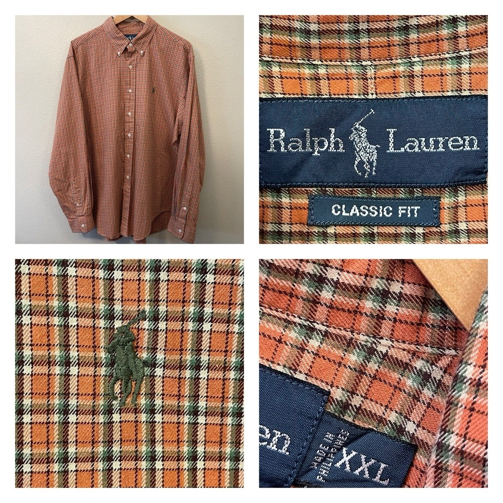 Ralph Lauren Men's Classic Fit Button Down Shirt Check Plaid Multi Size XXL EUC‎
